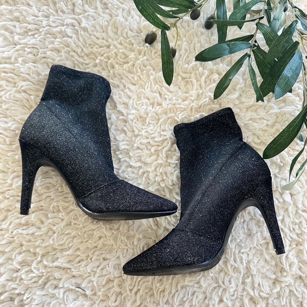 Sparkly Black Ankle Booties